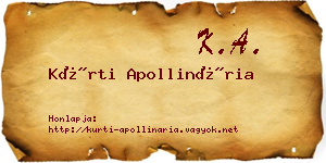 Kürti Apollinária névjegykártya